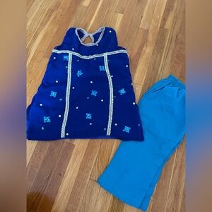 Blue Embellished hand embroidered Desi outfit perfect for Eid/diwali or mehndi.